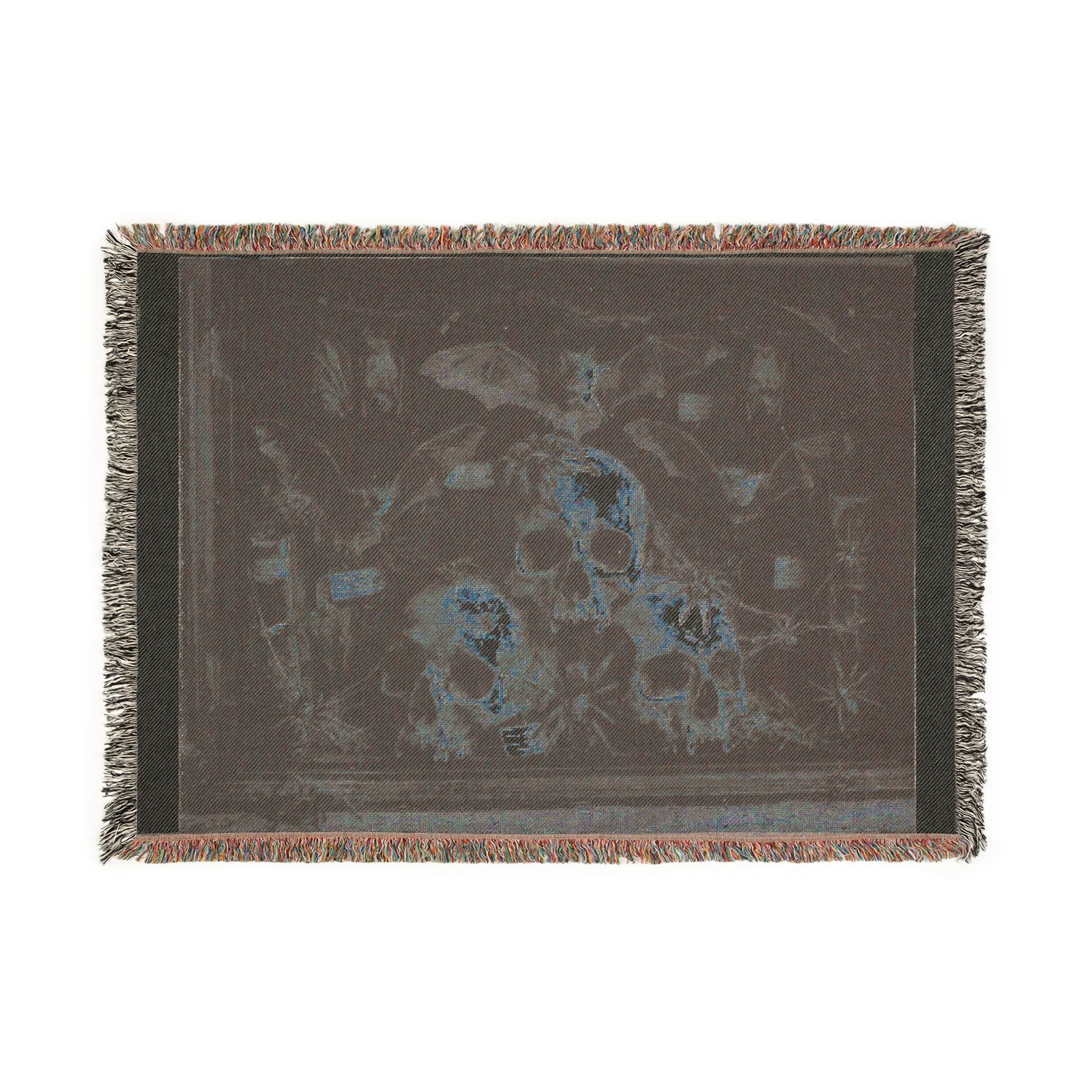Skull Trio Woven Blanket — Gothic Throw for Halloween & Dark Home Decor