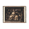 Skull Trio Woven Blanket — Gothic Throw for Halloween & Dark Home Decor